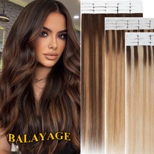 Tape In Remy Echthaar Extensions Human Hair Haarverlängerung 20 Tressen Gewellt