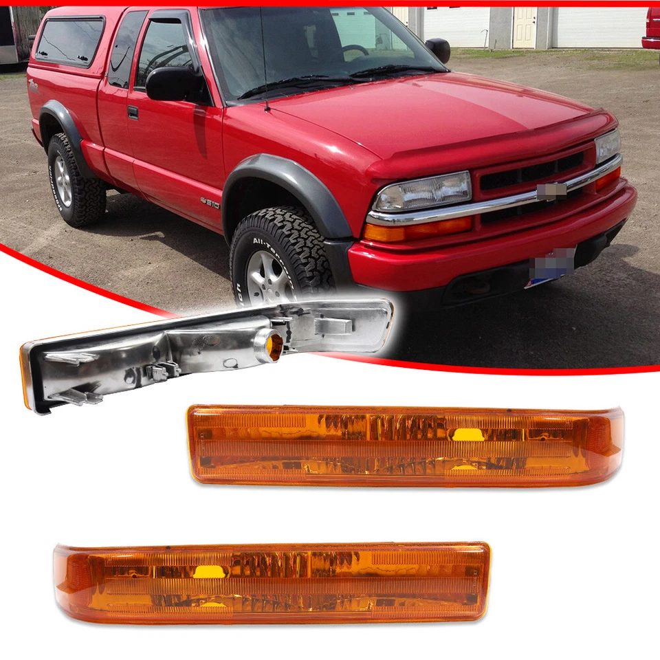 Turn Signal Light Set For 1998-2004 Chevrolet S10 GMC Sonoma Jimmy Blazer Front - Image 2 of 4