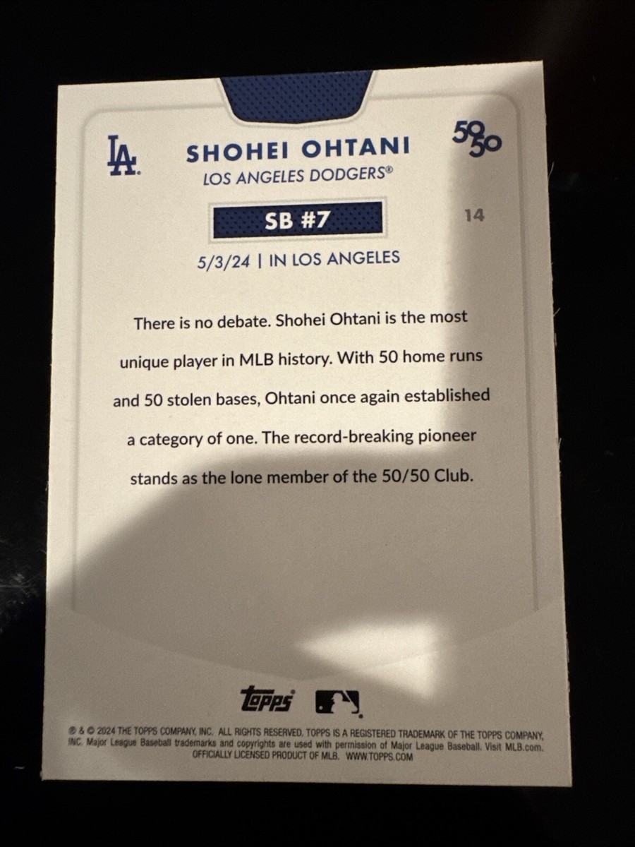 Shohei Ohtani, SB #7 #14 - 2024 Topps 50/50 Shohei Ohtani | eBay
