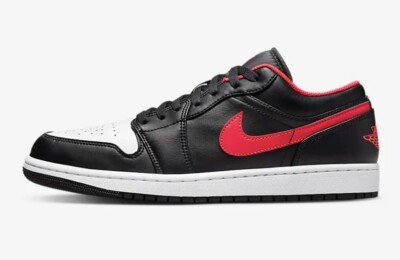 Size 11 Nike Men Air Jordan 1 Low Shoes 553558 063 Black Red