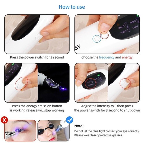 Tattoo Laser Scar Spot Removal Pen Mole Remove Picosecond Light Therapy Red Blue - Picture 8 of 14