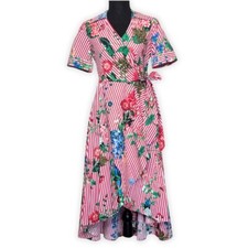 Calvin Klein Floral Striped Wrap Dress Size 2