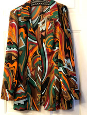 NEW PRETTYLITTLETHING Sz 16 (XL) Women's Shirt Tunic Long Sleeve Multi Abstract