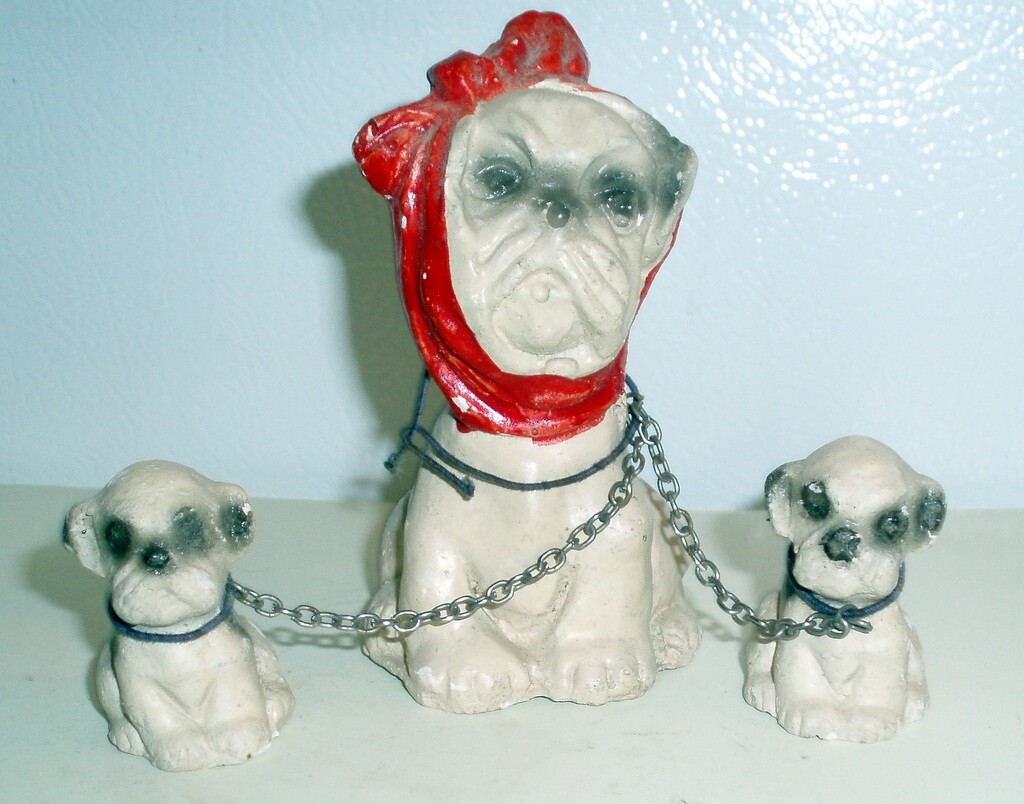 CHALKWARE BULLDOG Y*O様 Vintage Chalkware Bulldog Antique Carnival