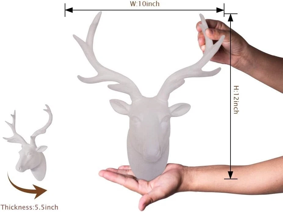 Elegant White Deer Head Wall Art - Modern Faux Furry Decor for Every Room - Image 4 of 4