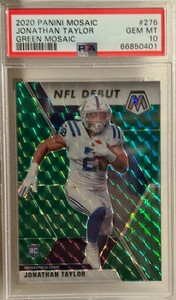 2020 Panini Mosaic Jonathan Taylor NFL Debut Green Mosaic PSA 10