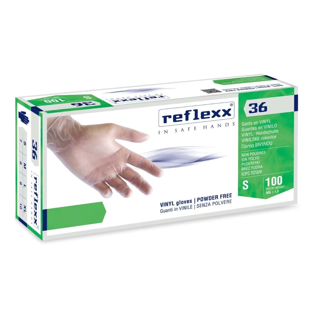 Guantes De Vinilo Reflexx36 Sin Polvo 100 Pz | Médico Alimentos Limpieza