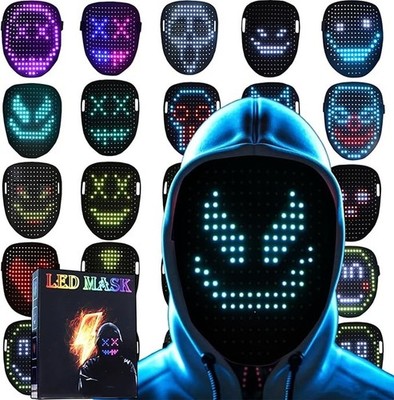 Led Mask Lighted Up Mask - Led Masks with Gesture Sensing Costume for Halloween