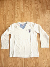 Disney Embroid Mickey Soft White Fleece Lng Sleeve pullover Shirt SizeM New wtag