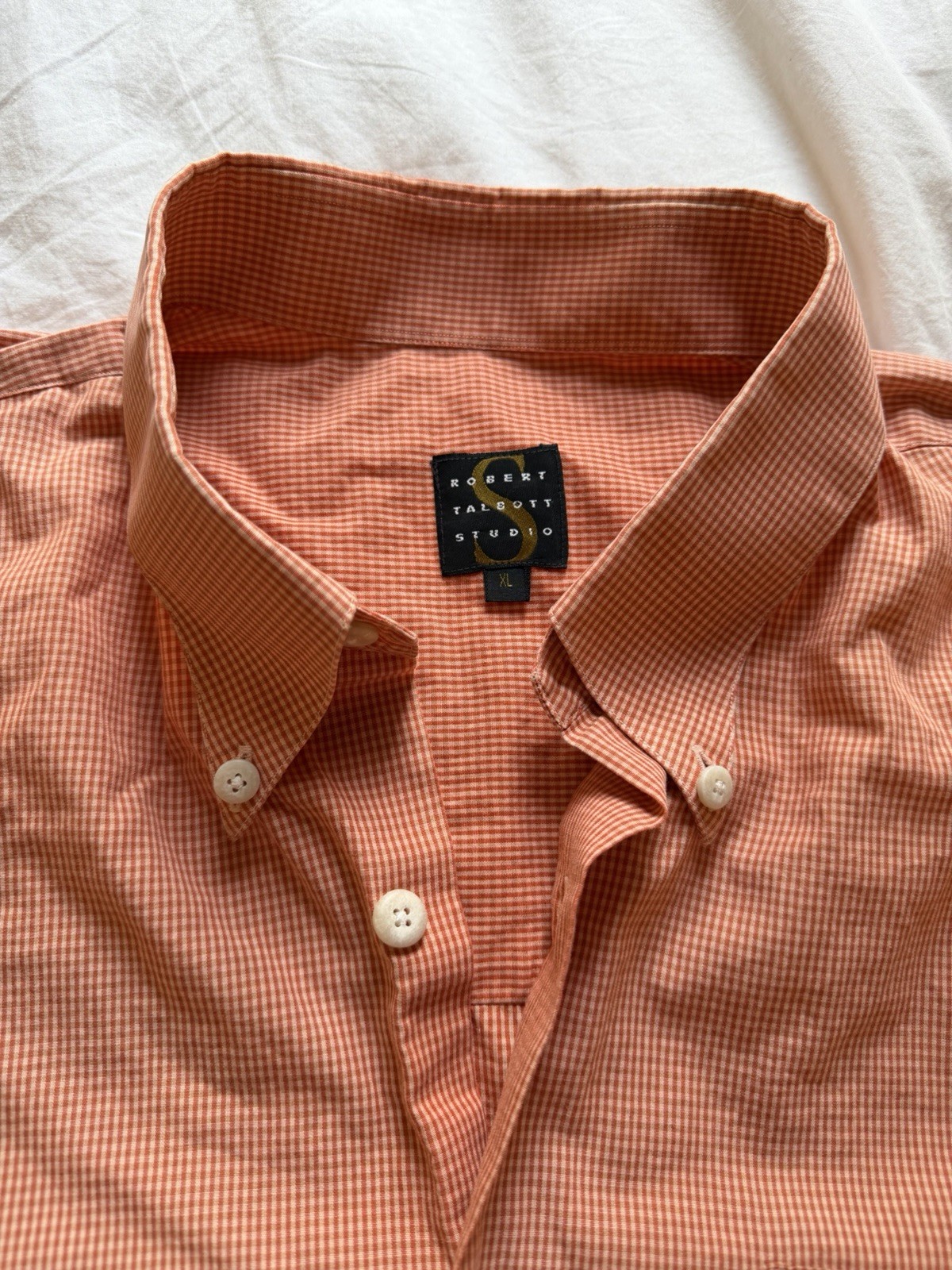 Robert Talbott Studio Orange Check 100% Cotton Sh… - image 2
