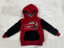 2T Boys' Disney Cars Lightning McQueen Racing Hooded Pullover Sweatshirt Red