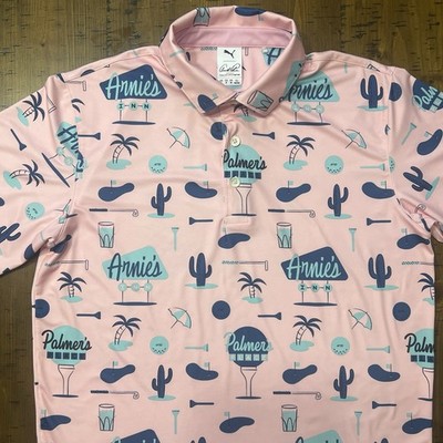Arnold Palmer Men s Puma Cloudspun Annies Inn Polo Shirt Golf Pink Size Small