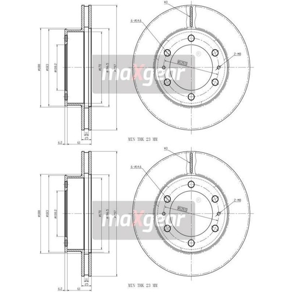 2X Maxgear Bremsscheiben Vorne 297Mm BelÜFtet Passend FÜR Toyota Hilux | 19-2350-image