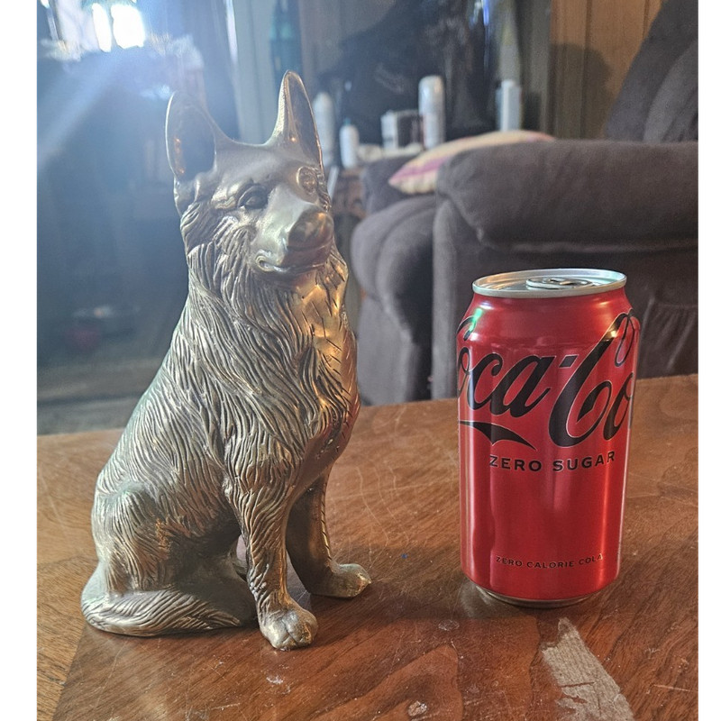 German Shepherd Dog Brass Collectible Figurine Vintage Animal Decor Sculpture