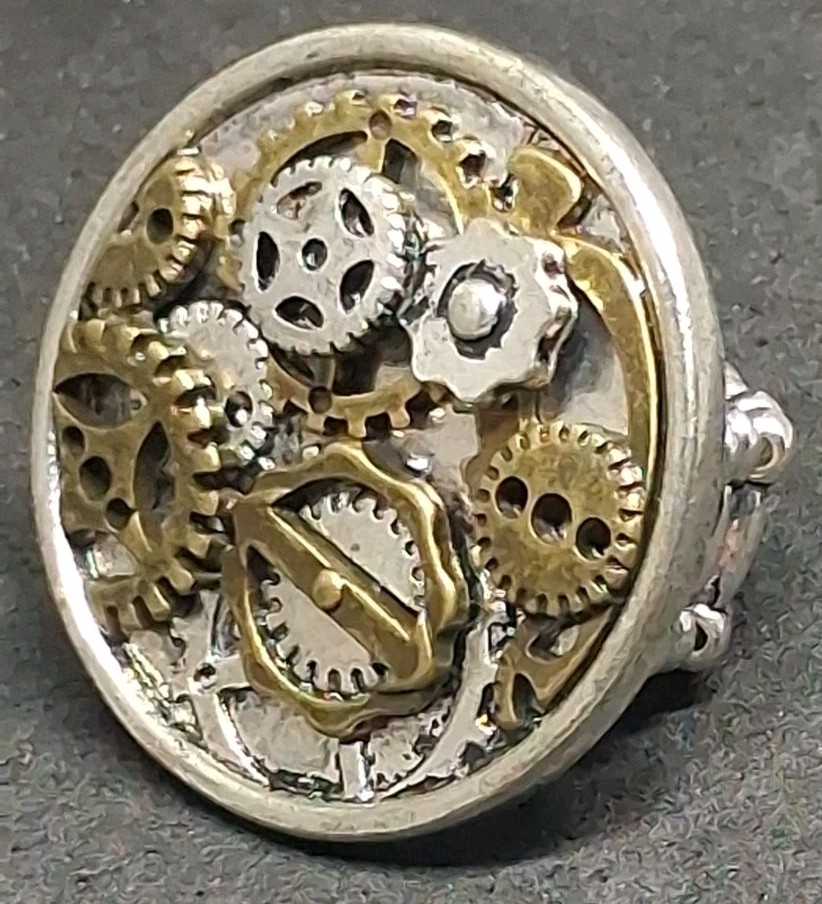 Steampunk Gear Statement Ring With Stretch Band I… - image 5
