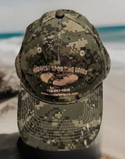 Midwest Sporting Goods Hat  Camo Design Adjustable Strap Back Cap Distressed EUC