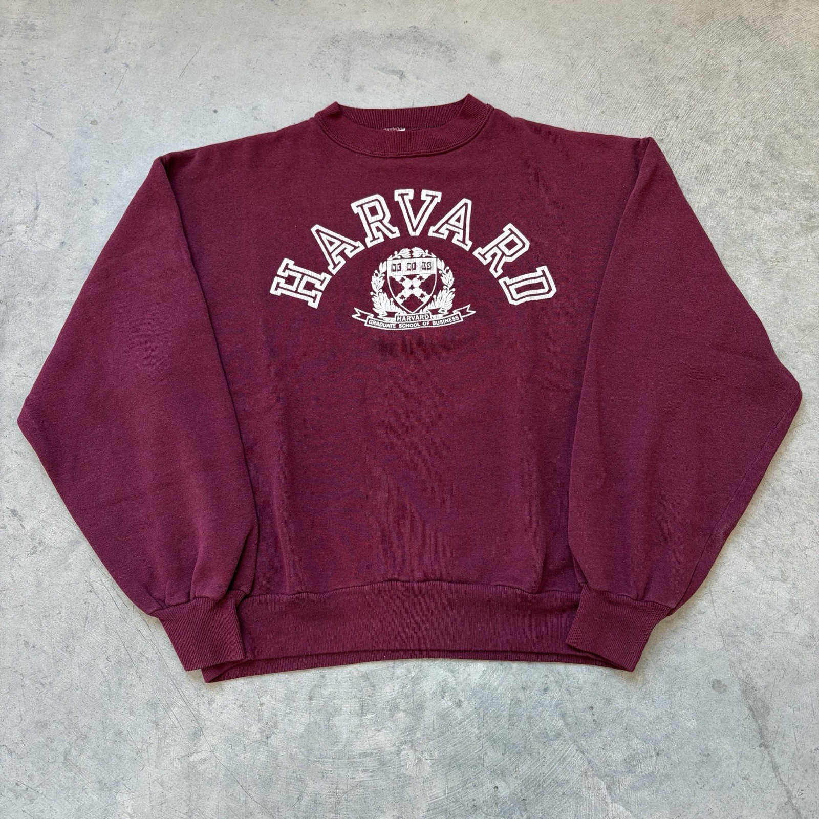 Vintage 80s Champion Harvard Business School Crimson Crewneck Sweatshirt Large*
