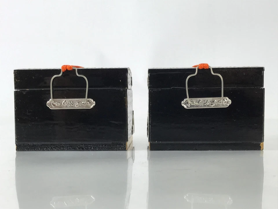 Cofre de muñeca Hina de madera lacada japonesa Hasamibako día de niñas Makie dorado 2 piezas ID617 Foto 4 de 4