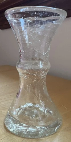 Blenko Crackle Glass Vase - vintage hand blown