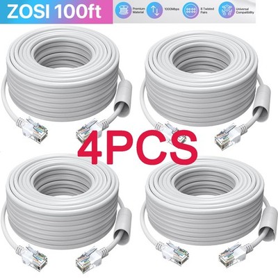 ZOSI 4X100ft Cat5e Ethernet Cable Network RJ45 Wire Cord for POE Security Camera