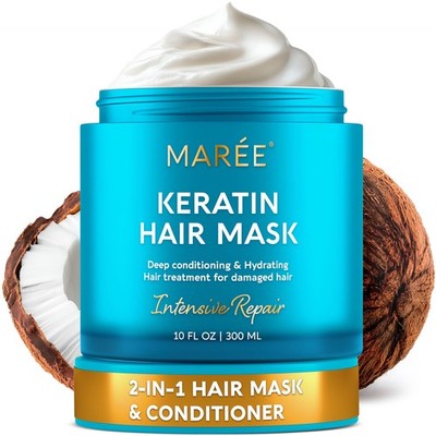 MAREE Deep Conditioning Hair Mask for Damaged 10 Fl Oz (Pack of 1), White 