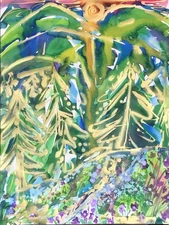 Forest.Original watercolor painting.