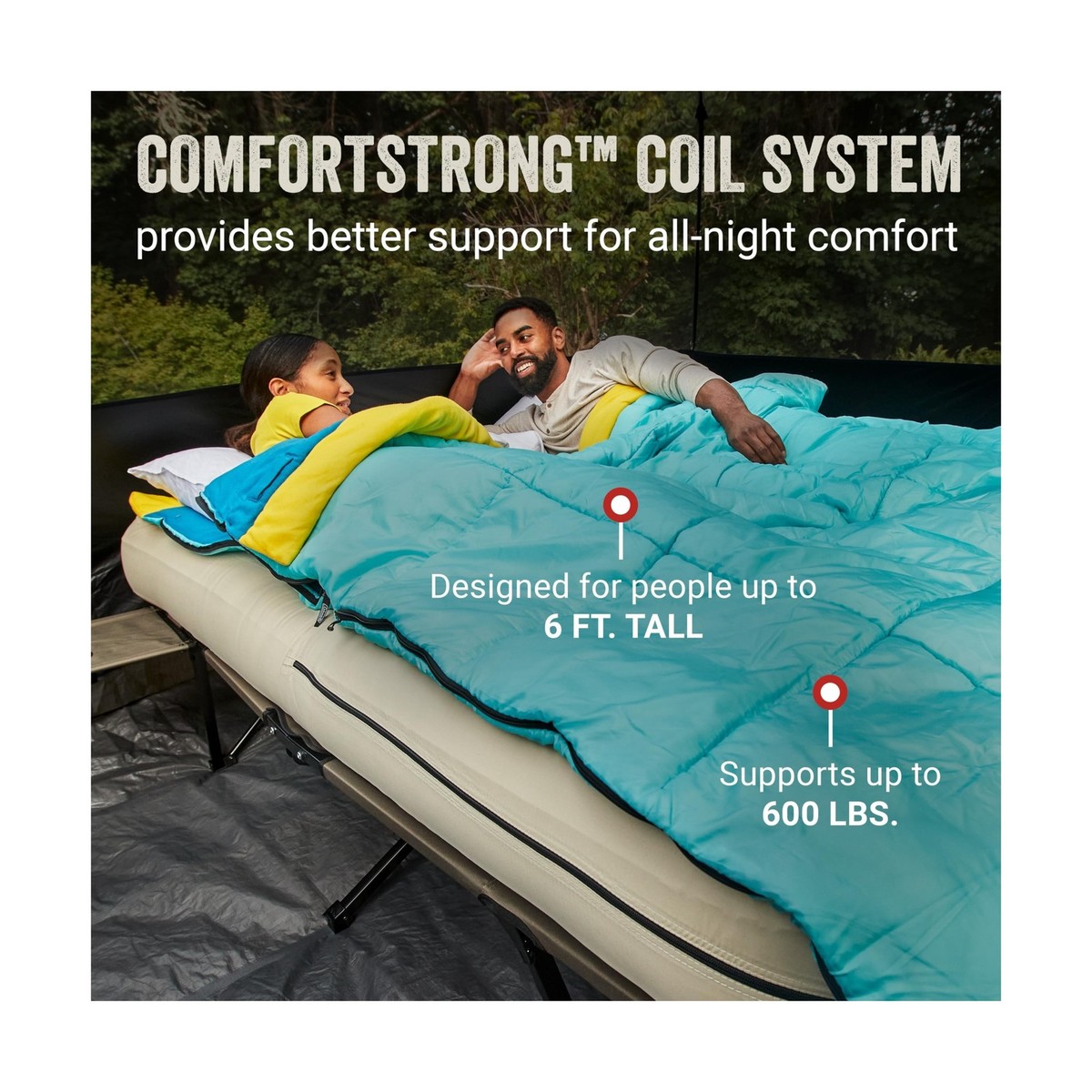 Coleman 22 Queen Air Mattress Folding Cot With Side Table and 4d