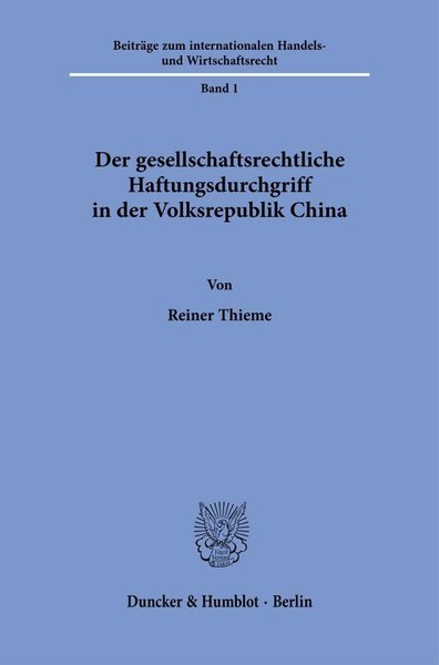 Der Gesellschaftsrechtliche Haftungsdurchgriff In Der Volksrepublik China Reiner-image