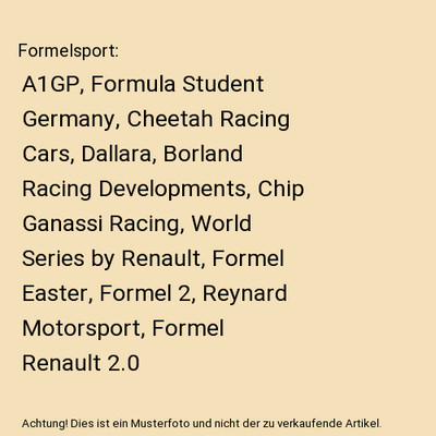Formelsport: A1GP, Formula Student Germany, Cheetah Racing Cars, Dallara, Borlan