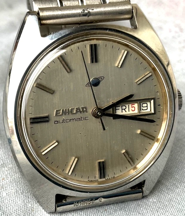 Reloj Para Hombre Vintage Enicar Suizo Automático Ajuste Rápido Fecha Día 25j Servicio Fresco Foto 2 de 4