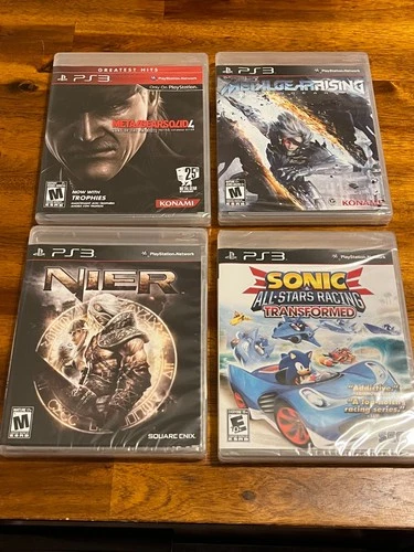 Lot of 4 PS3 Games New Sealed - MGS4, Rising, NIER, Sonic Racing Transformed