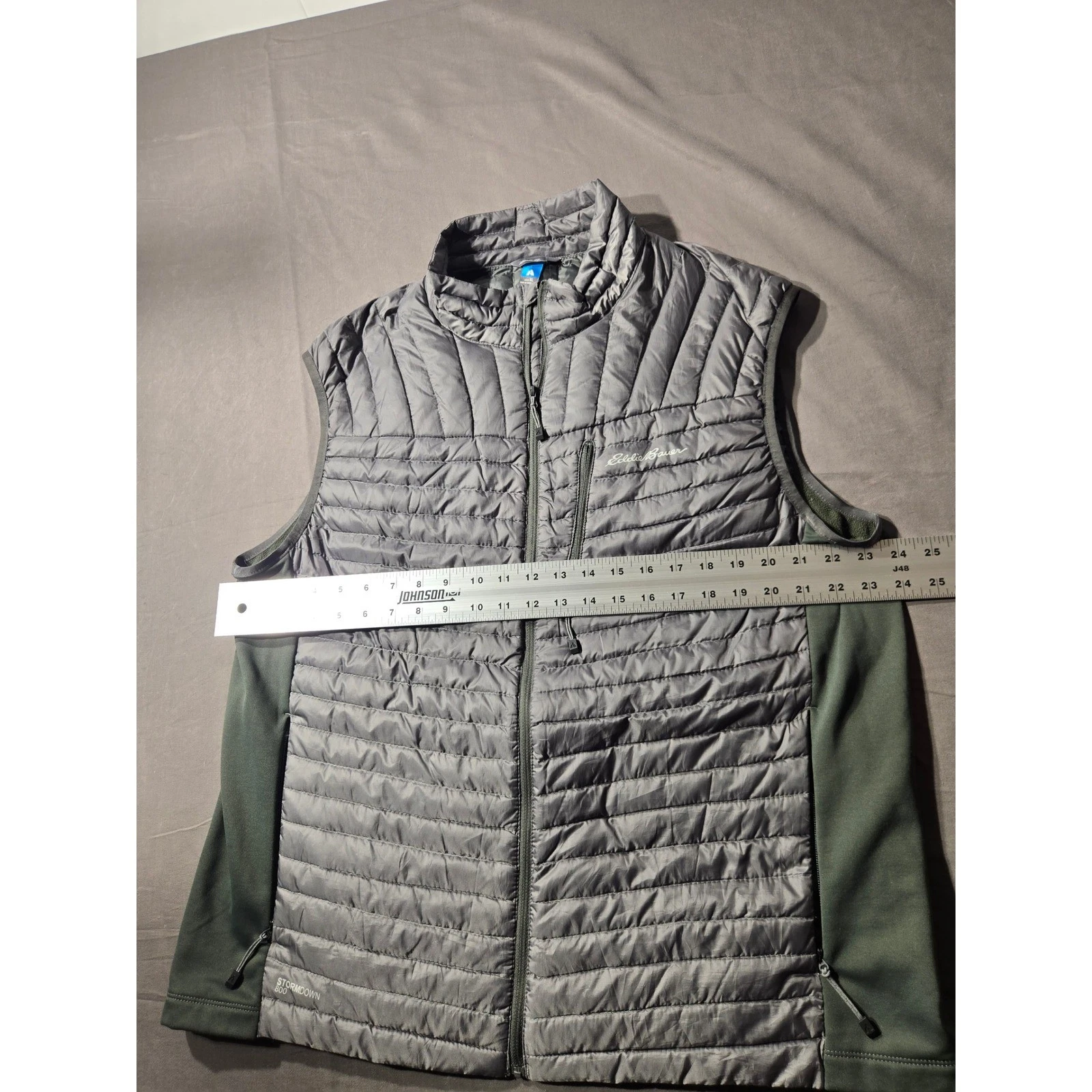 Eddie Bauer First Ascent StormDown 800 Puffer Vest Mens XL Gray Green Outdoor - product detail image 6