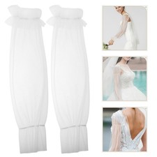 1 Pair Sheer Mesh Lace Arm Sleeves - Detachable Long Tulle Sleeves - Elegant