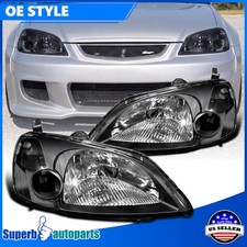 Fits 2001-2003 Honda Civic 2 4 Door Headlight Head Lamp Replacement Black Fits 2001-2003 Honda Civic 2 4 Door Headlight Head Lamp Replacement Black