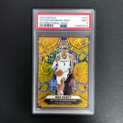 2023-24 Panini Mosaic NBA Debut Victor Wembanyama RC International Gold /10 PSA9