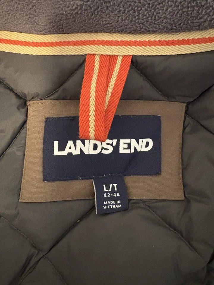 Lands End Expedition Bomber Jacket Mens Large Tall Winter Waterproof Down Brown - Image 2 of 4