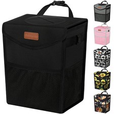 Pritent Car Trash Can with Lid Leakproof Car Garbage Bag Vehicle Trash Bin