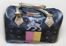 MCM Boston Bag Visetos Lion Print Satchel Leather Top Handle Rare