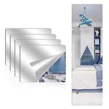 4 Pack Acrylic Mirrors for Wall,8 x 8 Inch Self Adhesive Frameless 12 14 inch