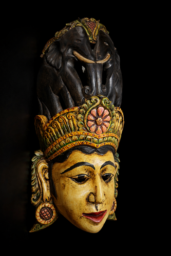 18 Zoll einzigartige handgefertigte Holz Royal Queen Maske Holz Sri Lanka traditionell Asien - Bild 2 von 2