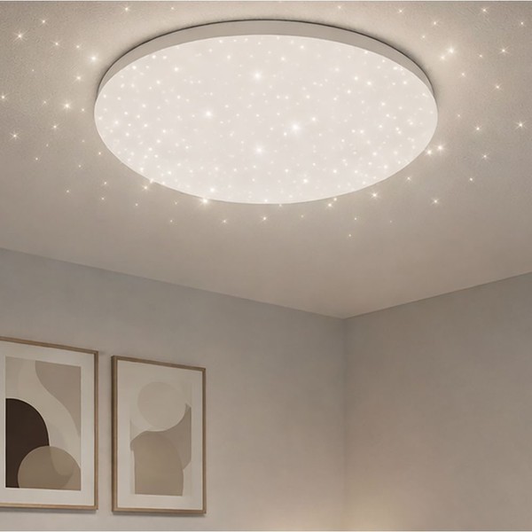 Deckenlampe Deckenleuchte Sterneneffekt Schlafzimmerlampe Rund Weiß Led D 33 Cm-image