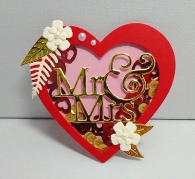 K371 Shaker Herz ''Mr. & Mrs.'' Hochzeit Stanzteile Kartenschmuck Scrapbooking