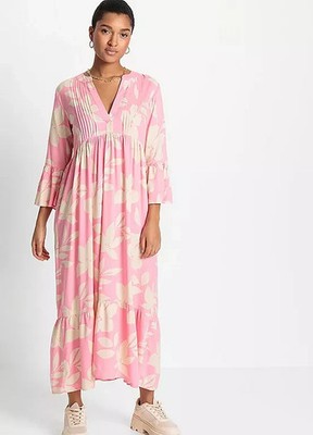 Freemans Leuchtend Rosa Blumenmuster Maxikleid Übergröße UK 26 (fm187-11)