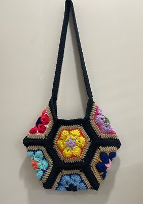 Crochet African Flowers shoulder bag - Main Image