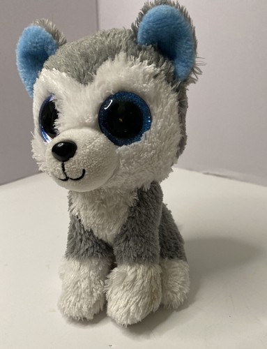 TY Beanie Boos Slush the Husky Dog 6" Peluche Ancho Azul Brillo Ojos Sin Etiqueta - Imagen 2 de 8