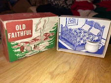 Vtg Old Faithful Bedroom Mini Box Scene #784 1947 H Fishlove  & Co Reg US 