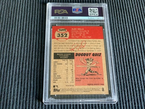 2020 TOPPS LIVING SET #352 ALEC MILLS *PSA 9 MINT* CUBS - 第 2/2 張圖片