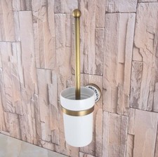 Antique Brass Bathroom Wall Mounted Toilet Brushes Holder with Ceramic Cup