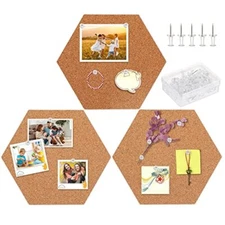  Pack Self-Adhesive Cork Board Tiles Hexagonal Cork Board Mini Wall 4 x8 Inch 3