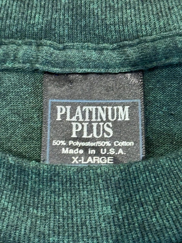 Винтажная мужская зеленая футболка 90-х годов мотоциклиста мотоцикла одинарный шов Рождество Санта XL - Изображение 3 из 4